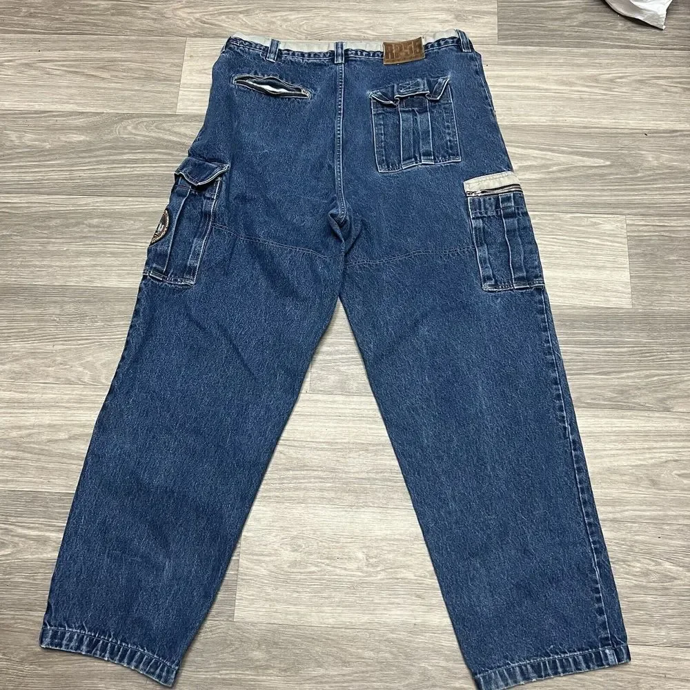 Vintage Jeans Mens 38x33 Blue Baggy Rave‎ Cargo Skate Y2K Cyber Jnco Southpole
